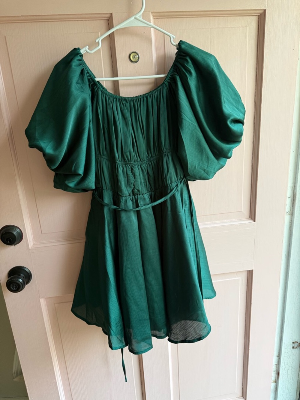 Altar'd State Emerald Green Puff-Sleeve Party Dress